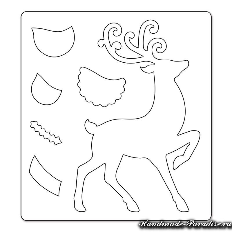 Олень новогодний шаблон