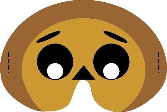 Маска Чебурашки из бумаги