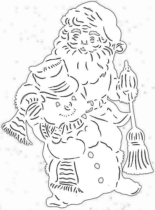 Трафарет новогодний вытынанка дед Мороз