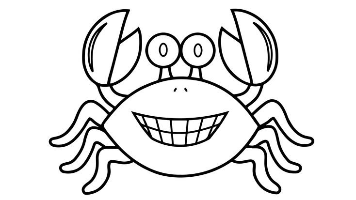 Краб контурный рисунок