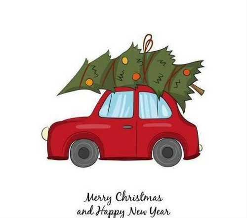 Новогодняя машинка вектор