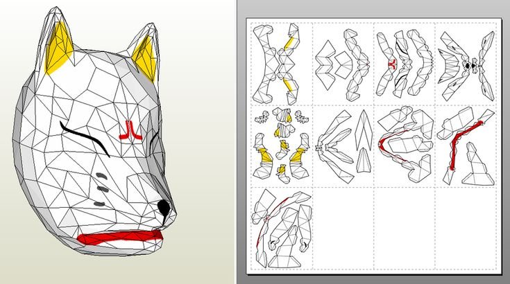 Маска Кицунэ Pepakura