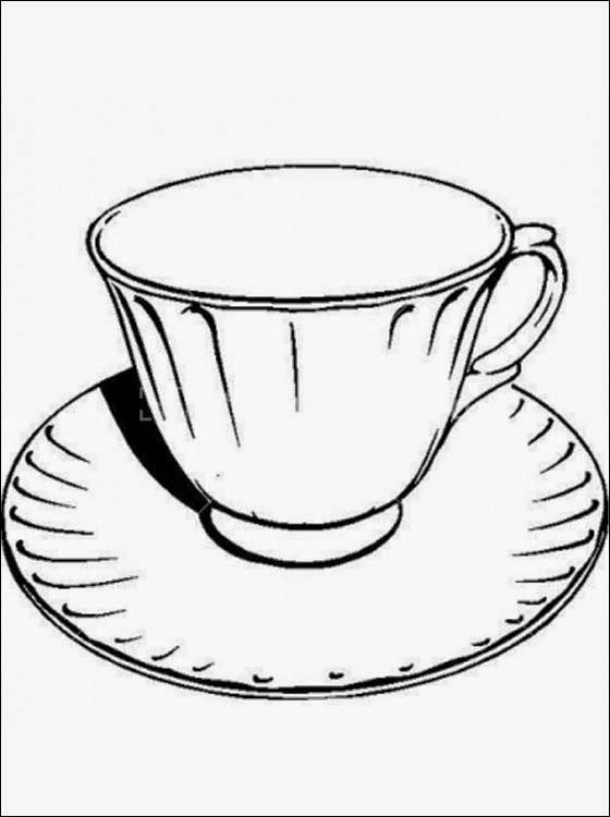 Раскраска чашка с блюдцем