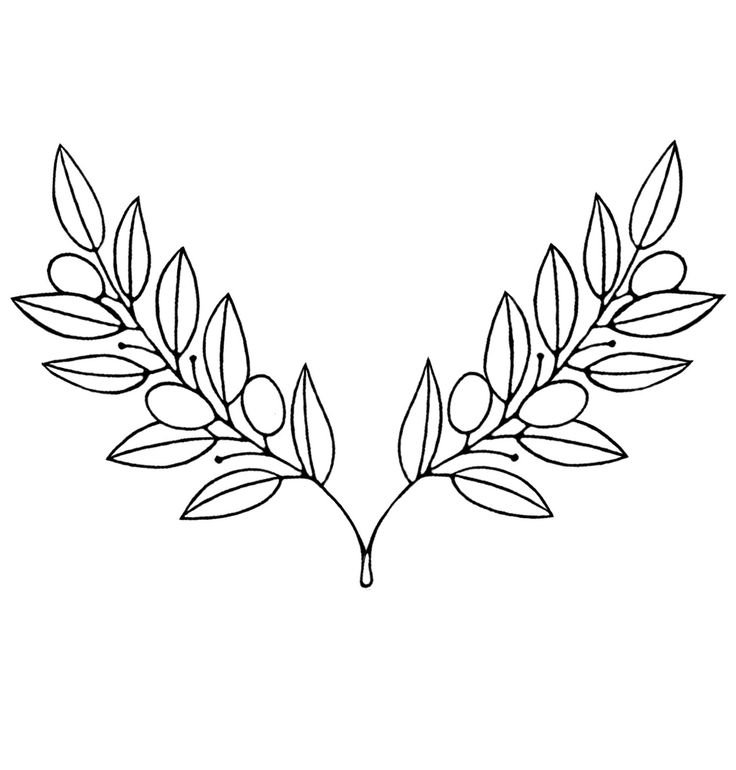 Эскиз веточка с листьями