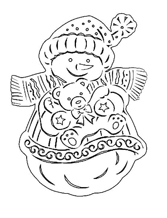 Снеговик трафарет для вырезания