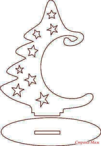 Трафарет елки на подставке