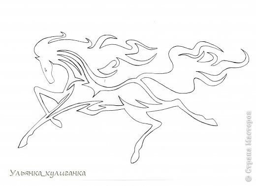 Трафарет лошади на окно