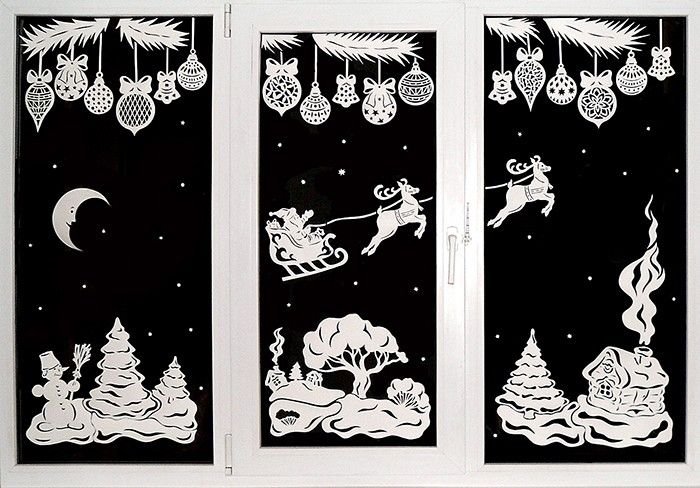 Новогоднее украшения на окна