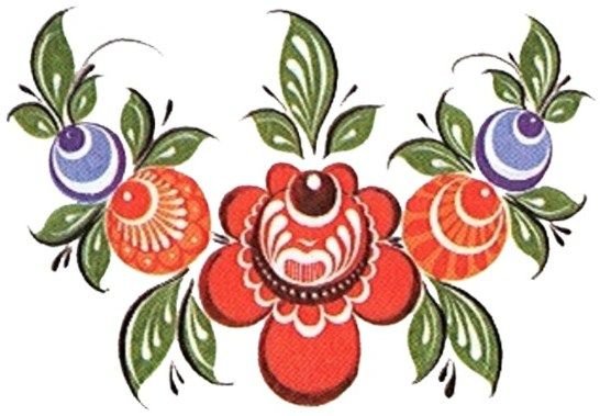 Городецкая роспись орнаментальная полоса