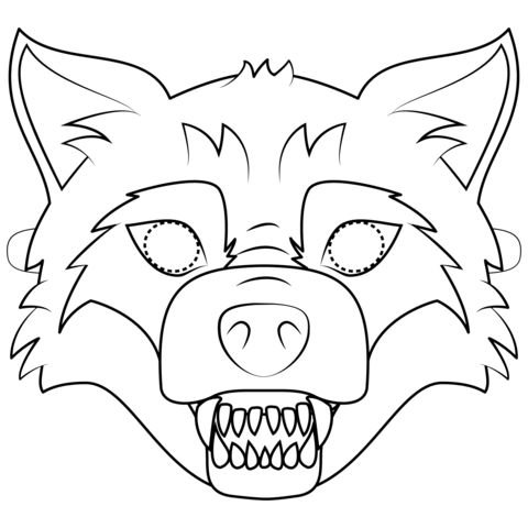 Маска волка раскраска