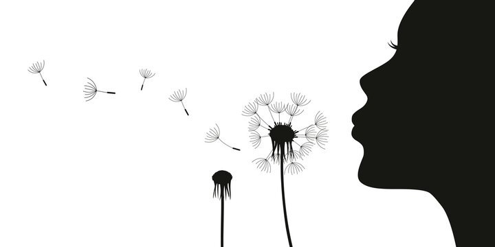 Девочка с одуванчиком вектор