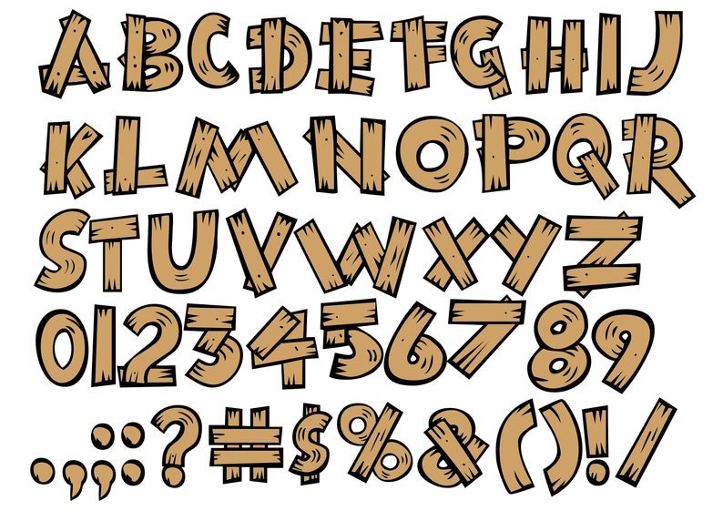 Шрифт из дерева