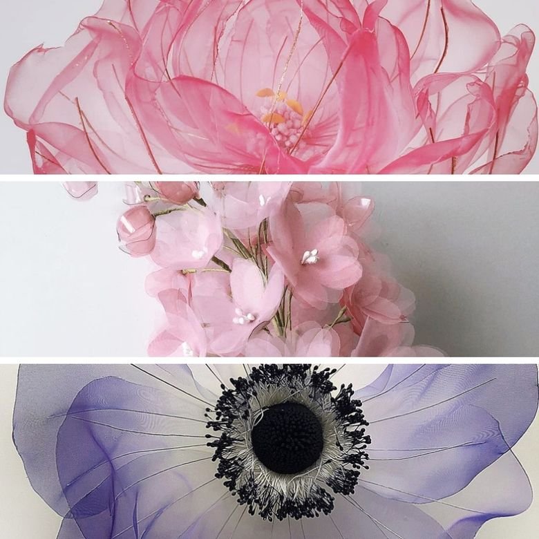 Большие цветы из органзы