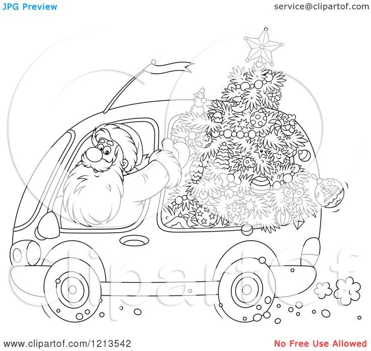 Новогодняя машинка с елкой раскраска
