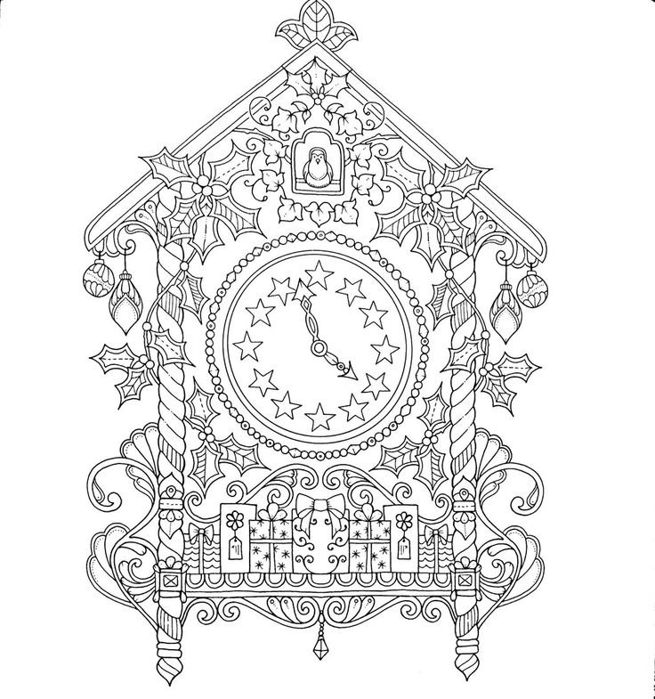 Вытынанки на окна новогодние часы