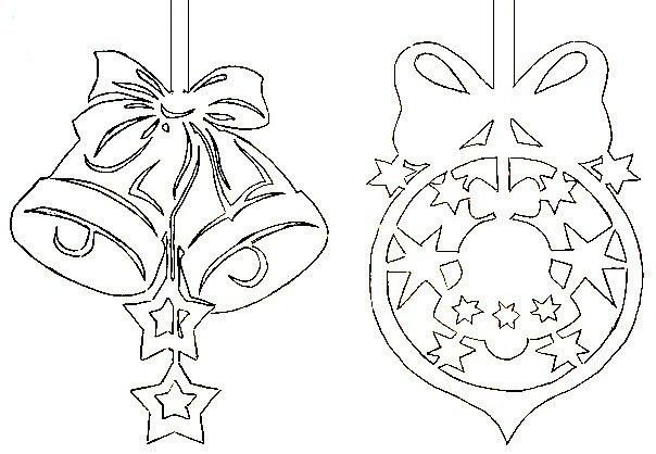 Новогодние игрушки трафареты для вырезания на окна