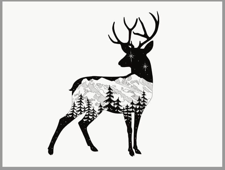 Олень контур