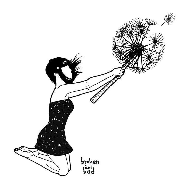 Силуэт девочки с одуванчиком