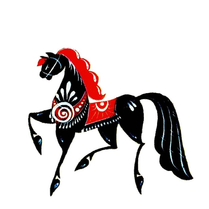 Городецкая роспись элементы конь