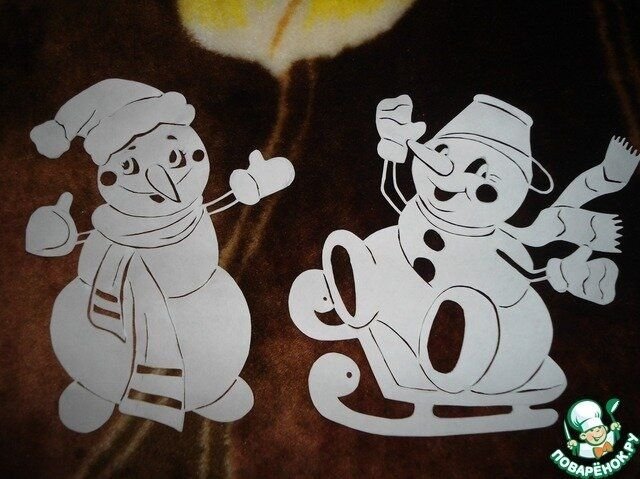 Снеговики на окна к новому году