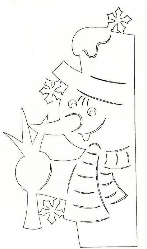 Вытынанки Снеговик сбоку