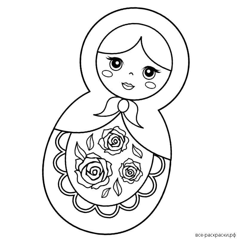 Матрешка раскраска для детей