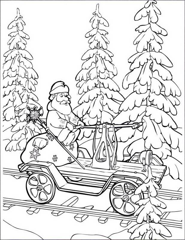 Раскраска Маша и медведь новый год