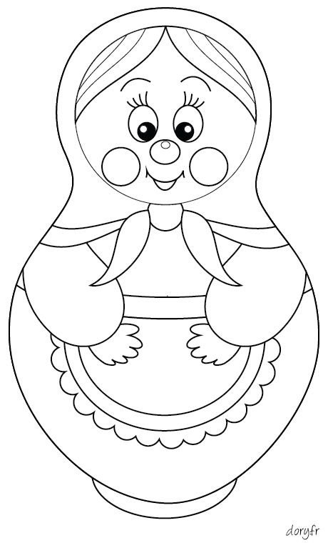Матрешка раскраска для детей