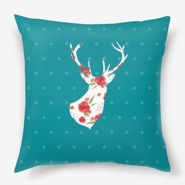 Льняная подушка с оленем