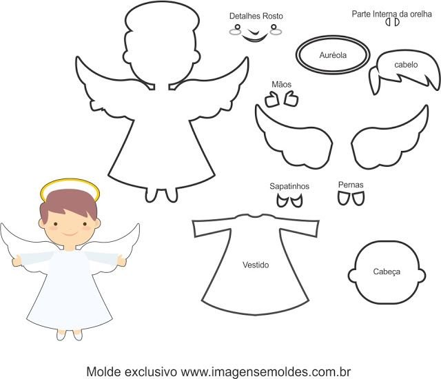 Выкройка ангелочка из фетра