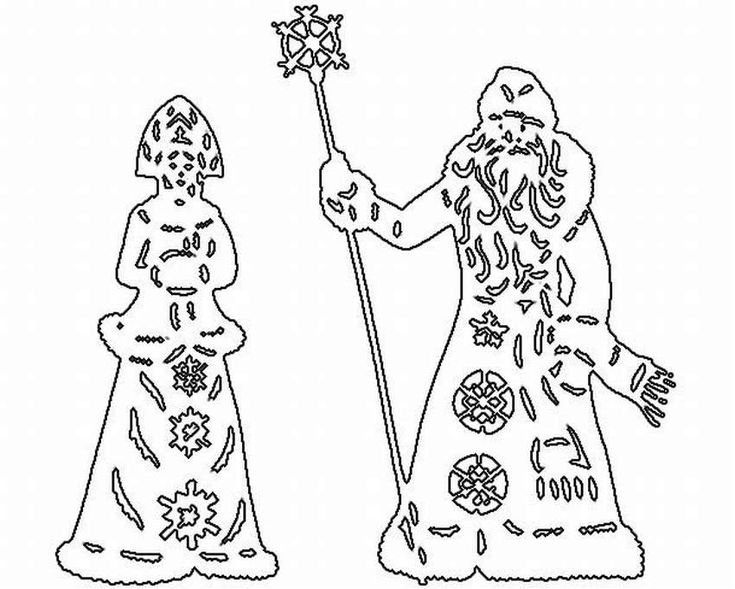 Трафареты на окна дед Мороз и Снегурочка