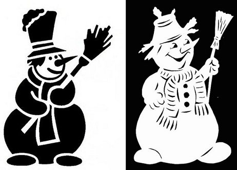 Снеговики на окна трафареты