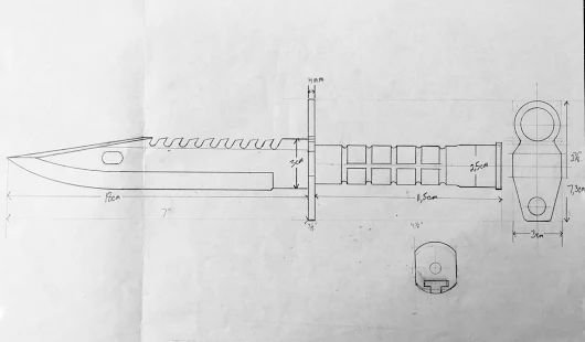 Чертёж ножа м9 байонет из стандофф 2
