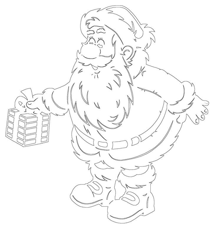 Трафарет вытынанки дед Мороз с ведром