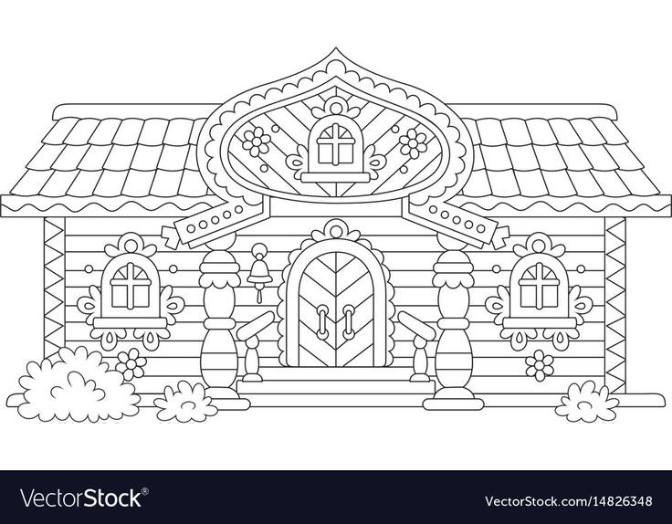 Русская изба раскраска