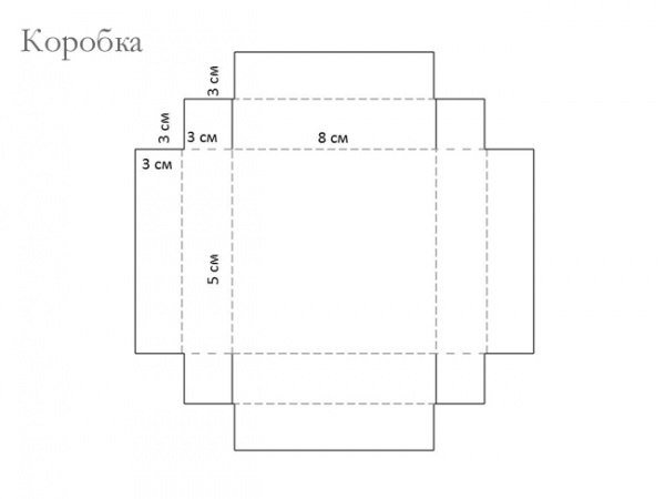 Чертёж коробочки из бумаги а4
