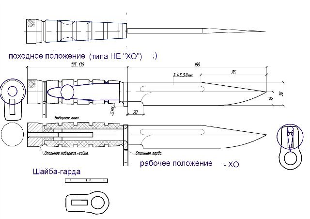 Нож м9 байонет чертеж