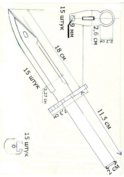Штык нож м9 байонет чертеж