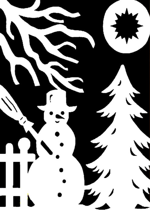 Зимние украшения на окна из бумаги