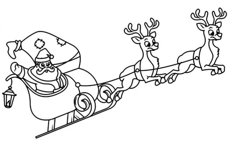 Раскраска Санта Клаус на оленях