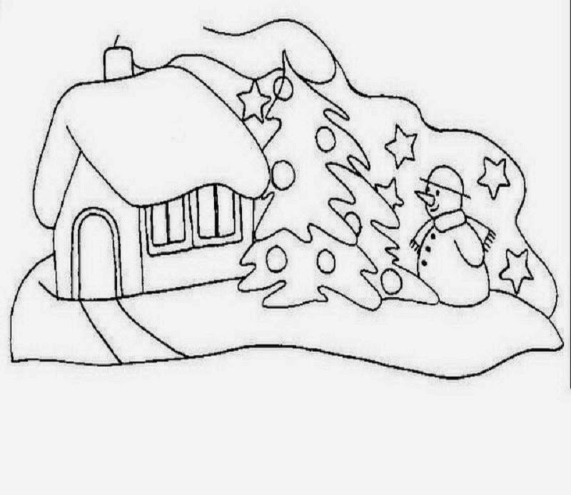 Зимний домик раскраска для детей