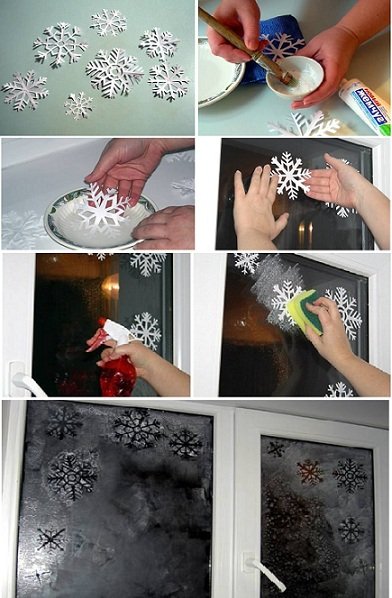 Снежинки на окна из пасты