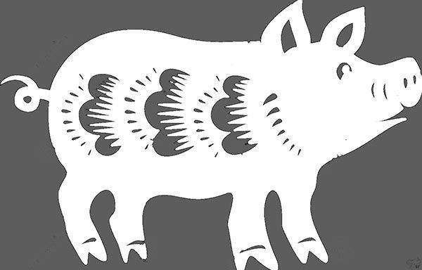 Вырезалки на окна хрюшки