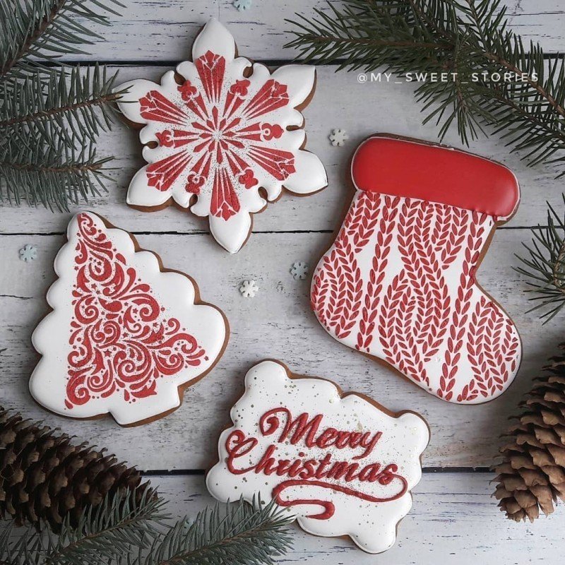 Пряники елочки расписные