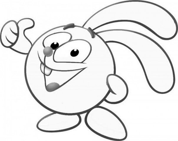 Крош Смешарики черно белый