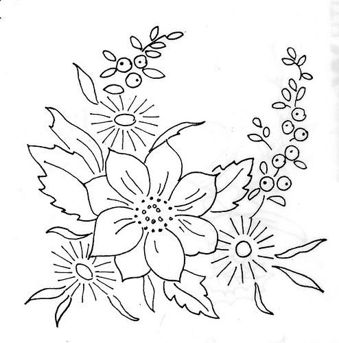 Цветочные узоры для вышивки гладью