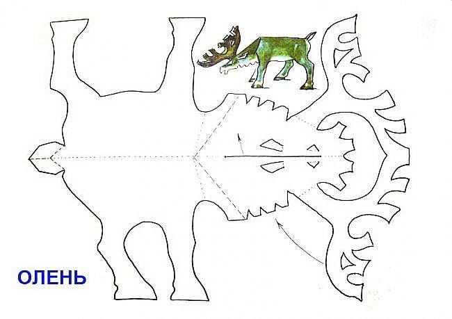 Трафарет оленя для вырезания