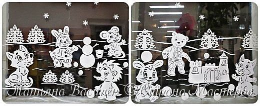 Вытанки на окна новый год