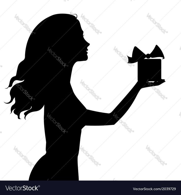 Силуэт девушки с подарком