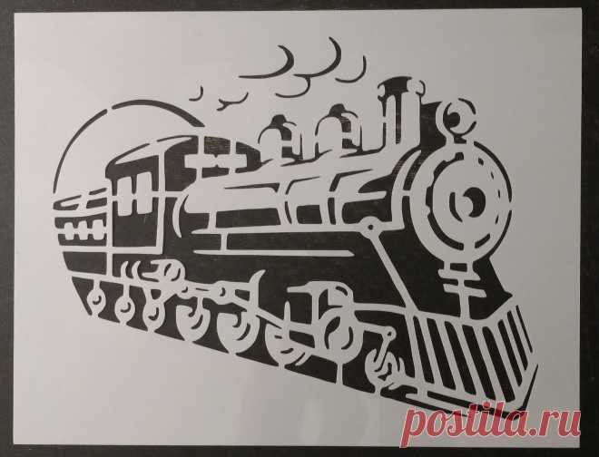 Паровоз трафарет